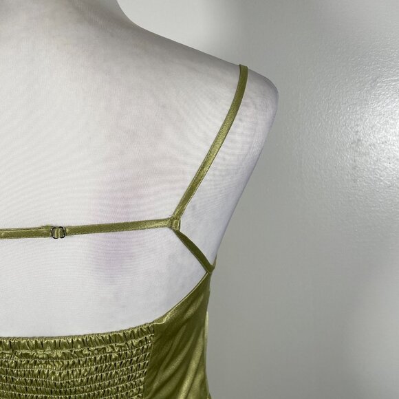 Samsoe Samsoe Slip Dress Womens S Lime Green Satin Smocked Back Adjustable Strap - Picture 13 of 16